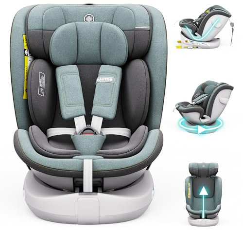 Daliya® Kindersitz ROTAZIONE | I-SIZE 40-150 cm | 8 Pos. | Isofix | (SIP) | Top Tether | 360° | 5 Punkt Gurt | Gruppe 0+ / I/II/III 0-36 KG | Neueste Zulassungs UN ECE Reg. 129 (Grün)