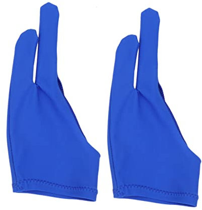Healeved Artist Two Finger Drawing Gloves 2pcs Blue Curved Sketch Gloves Anti-fouling for Digital Art and Graphic Tablet Use
