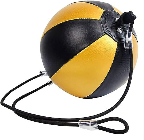 XANAYXWJ Double End Speed Ball, Boxing Speed Ball, Doorway Punching Bag for Adults Kids, Hallway Entrance Door Frame Speed Boxing Reflex Ball Height Adjustable, Yellow & Black Inflatable Ball