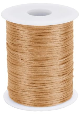 Cordoncino in nylon satinato, 1,5 mm x 100 metri, per perline in nylon intrecciato, per nodi cinesi, portafortuna, coda di topo, macramè, collane, bracciali e gioielli (cachi)