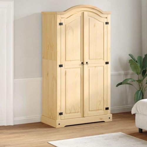 Xichuzi Kleiderschrank Corona 102x52x186 cm Massivholz Kiefer, Schlafzimmerschrank, Kleiderschränke, Garderobenschrank, Ordnungssystem Kleiderschrank, Haushaltsschrank - 4012154