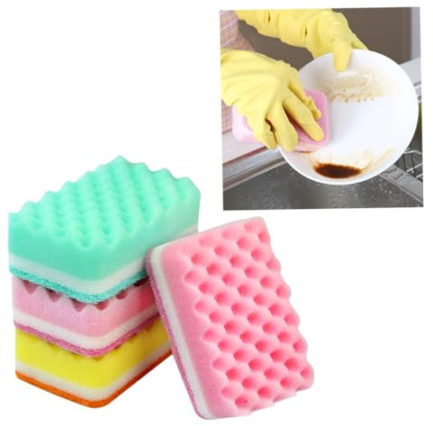 minkissy Esponjas para Platos 10pcs Alta Densidad Ondas Antirrayaduras Lavado Rápido Cocina Baño Coche
