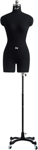 AVLLSO Schaufensterpuppe Weibliche Nähpuppe, Tragbares Schneidermodell im halben Maßstab für Nähprojekte/Fotografie, Höhenverstellbar(Black,XXL-88)