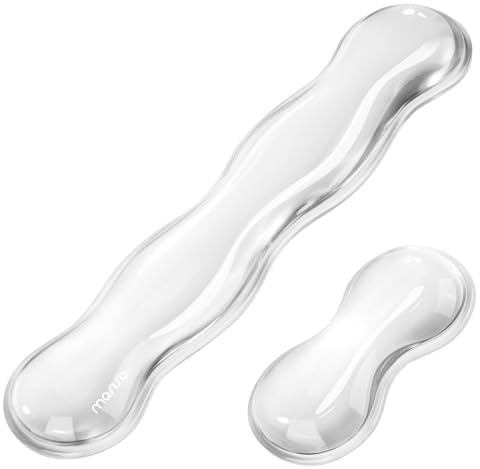 MOSISO Gel Tastatur Handgelenkauflage&Handgelenkstütze für Maus,Ergonomisch Handgelenkpolster Kühlgel zur Schmerzlinderung Computer Mauspad Wellenförmiges Handgelenkkissen für Zuhause/Büro,Transparent