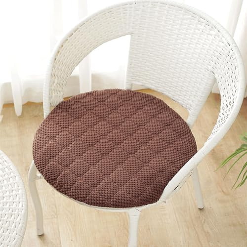 Generisch Rund Stuhlkissen 6er 4er 2er Set, Weiche Stuhlkissen Waschbar Sitzkissen Stuhl rutschfest,Cordstoff Sitzpolster Stuhlauflage Bodenkissen Für Küche Esszimmer Garten,Kaffee,6er Set 35cm
