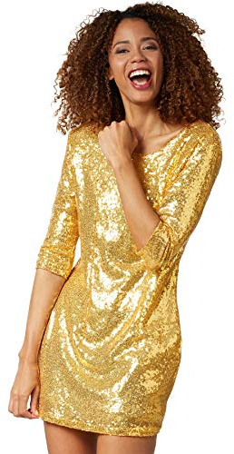 dressforfun Kostüm Damen, kurzes Paillettenkleid, Glitzer Kleid, Langarm Glitzer Oberteile Damen mit Glitzer Rock, Faschingskostüm, Karneval, sexy Disco Kostüm Damen, Rave Outfit Damen