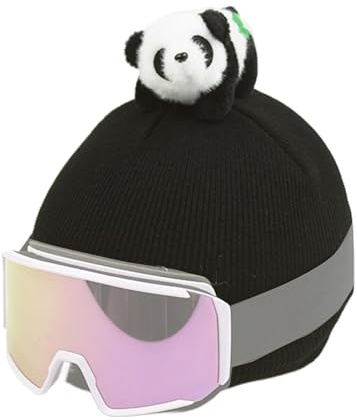 Zjhukfmc Panda Strickmütze für Snowboard Snowboard Helm Abdeckung Panda Snowboard Helmüberzüge Dicke Panda Strickmütze Dekoration Tier Schnee Ski Helm Abdeckung