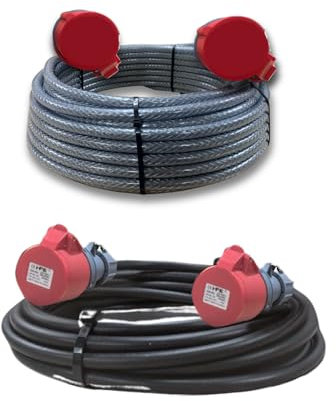 Female to Female 3 Phase Extension Lead 16A-32A 5PIN 415v (SY Armoured Steel Cable, 32A 5PIN 5 Metre)