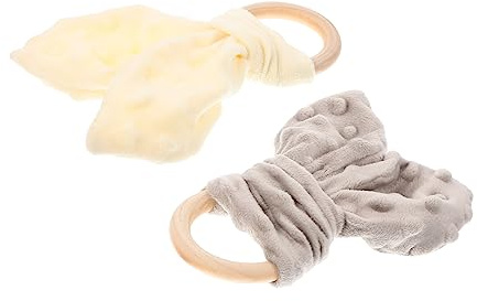 Beatifufu 2 Stück-pack Beruhigungstücher mit Beißring aus Hautfreundlichem Material Kuscheliges Babyspielzeug für Neugeborene und Koliklinderung Tragbares Schlaf Kuscheltuch für Babys