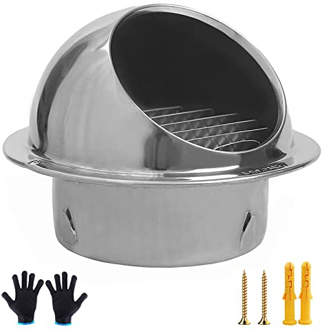 Genérico Tapa De Ventilación De Acero Inoxidable, Rejilla Redonda De Acero Inoxidable 304, Capa De Extractores De Ventilación Resistente A La Lluvia (3.2 Inches (80 mm))