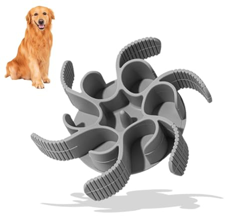 deegbbyi Anti-snällskål, justerbar långsam matare hundskål, halkfri anti-sling skål, silikonmaterial, med sugkopp, bromsar din hunds äthastighet (grå