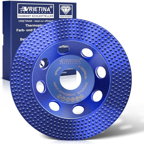 Diamant-Schleiftopf 125mm für Fassadenfarbe, Holzfarbe, Beschichtungen | Diamantschleiftopf Diamant Schleifscheibe Diamantscheibe Topfschleifer, zum Farbreste auf Beton Mauerwerk Fliesenkleber