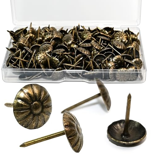 200PCS Antique Upholstery Tacks - Decorative Nails for Hanging, Heavy Duty Thumb Tacks, Furniture Nails for Sofa, Chair, Bed (Boxed)