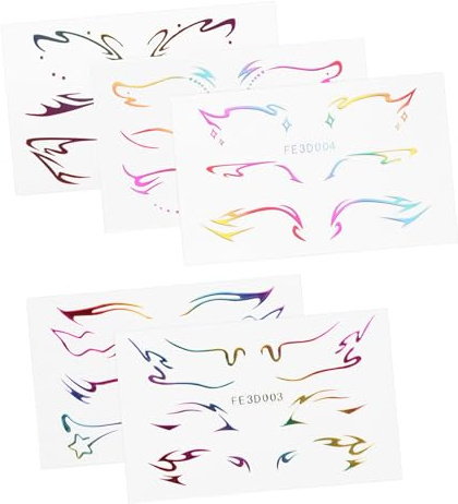 OUNONA 5 Bögen Temporäre Eyeliner Aufkleber Aus Selbstklebenden Lidschatten Tattoos Festival Gesichtstattoos Für Halloween Und Karneval
