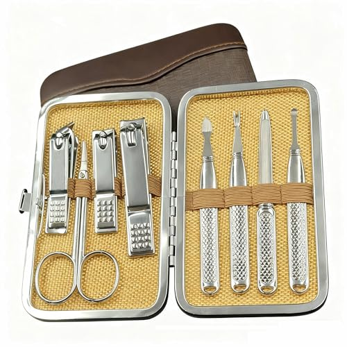 Manicure Set for Men and Women Professional Nail Clippers Kit with Travel Case Stainless Steel Pedicure Grooming Tools Accessories Nail Care Tools with Leather Case,Mothers Day