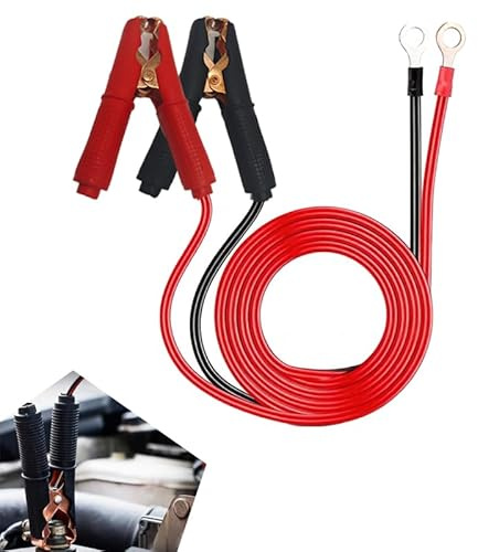Wvxilyr 2 Pièces 30A Pinces Crocodile 12V 24V - Câbles de Démarrage pour Chargeur de Batterie de Voiture, 1Meters,Pinces Crocodiles, pour Voitures et Motos, Sécurisé et Fiable en Cas d’Urgence