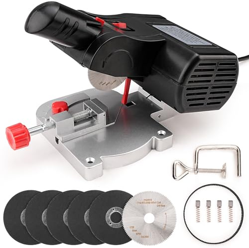 Sbestily mini geringsklippning hacksåg för metallskärning, pilaxlar, trähantverk, hobbyminiatyrmodelltillverkning, litet elektriskt bordssågverktyg, 223/5,56 mässing, skär max. 1/2 hög x 1/2 bred