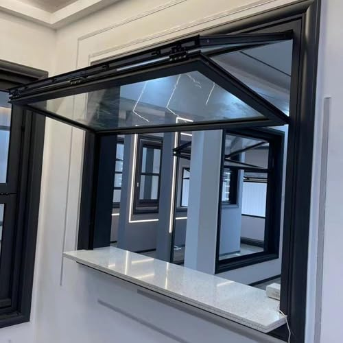 Ventana Plegable Interior de Doble Guillotina - Aleación de Aluminio Vidrio Reforzado Cerraduras, Ventana Plegable Personalizable para Concesiones Comerciales(WxH 36x32in/91.4x81.2cm)