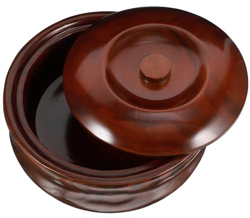 NUOBESTY Cuenco de Madera con Tapa para Snacks y Frutas Diseño Retro Simple Ligero y Fácil de Limpiar para Hogar y Tienda Color Café Natural