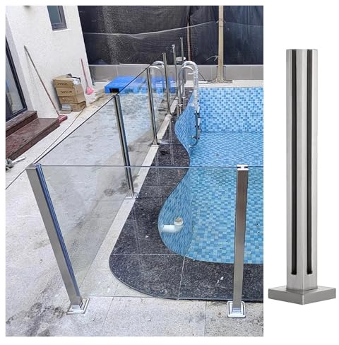 Poteaux de balustrade modernes en acier inoxydable et verre – 60 à 100 cm, moyen, extrémité et poteau d'angle, pince extérieure 304 pour la sécurité de la terrasse, gris, hauteur 70 cm, solution de