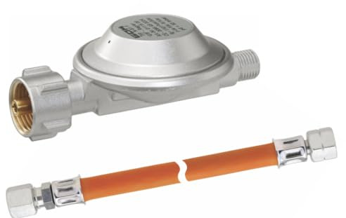 FERSTAN Schlauch-Regler Set für Grills, Heizungen & Strahler an 3kg, 5kg, 11kg Propangasflaschen. 100cm Schlauchlänge, 50mbar Druck für optimale Leistung.