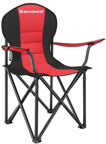 SONGMICS Men's GCB06BK Camping Chair, Black + Red 90 x 55 x 102 cm