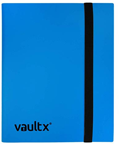 Vault X 4 Pocket Trading Card Strap Binder, 160 cards, Standard, 20 Side-Loading Pages, Folder for Collectible Card Games, Sports, TCG (Blue)