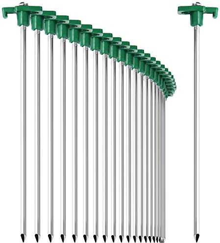 com-four® 24x Zelt-Heringe aus Stahl 250mm x Ø 7mm - Lange und robuste Erdnägel mit Halterung aus Kunststoff - Felsboden-Hering für Camping und Outdoor - ideal für normalen und harten Boden