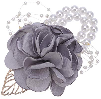 Hochzeit Handgelenk Corsage Rose Handgelenk Corsage Künstliche Rose für Braut Brautjungfer Hellgrau