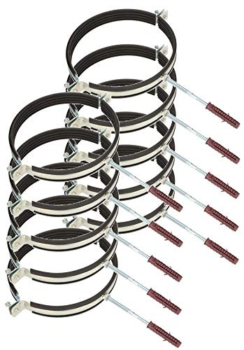 KOTARBAU® 10 st. Rörsvep Med Gummi - Rörklammer - Galvaniserat Stål - 8 - Rörklämmor - Svart - Skruvrörsklämmor - Ljuddämpande Rörfäste - Vibrationsdämpande Rörklämma - med Plugg