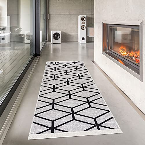 Pasha Home Wendbarer Boho Baumwoll-Läufer für den Innenbereich, Ideal für den Innenbereich in Schlafzimmer, Küche, Bad – Berna, 80x300 cm