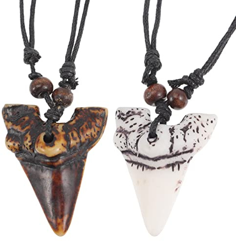 Holibanna 2Er Set Haifischzahn Halsketten Herren Surfer Kette Verstellbar Strand Schmuck Für Jungen