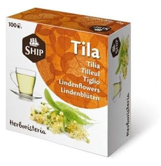 Ship - Té de Tila - Caja de 100 Unidades con Funda - Favorece la Digestión, Alivia los Síntomas del Resfriado y Ayuda a Regular el Ciclo Hormonal - Efecto Calmante - Infusiones y Tés