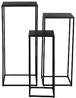 MICA Decorations Beistelltische Quinty Schwarz Metall quadrattisch 3er Set - H 70 x cm - Satztisch - Pflanztisch…