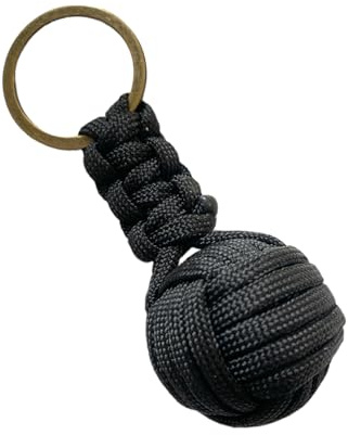 BLUECHOLON Llavero Bola Cordón, Llavero Hombre Mujer Trenzado con forma de Bola. Llavero Coche Moto (Negro Grande)