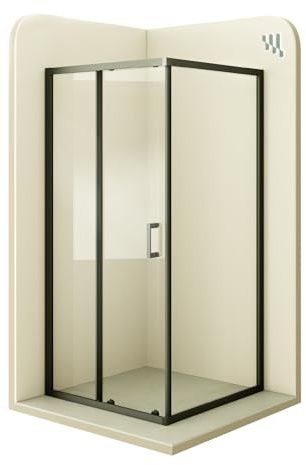 Moments Of Glass Mampara de Ducha Dora 80x120x190cm, REVERSIBLE, Puerta Corredera, Ajuste 77.5-79.5x117.5-119.5cm, Perfiles Negros, Cristal Templado Transparente 6mm