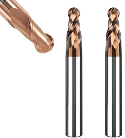ASNOMY 2 Stück VHM Radiusfräser Kugelkopffräser - Ø 5mm, AlTiN Beschichtung HRC 55, Hartmetall-Kugelkopffräser, 2 Zähne CNC-Gravierfräser für Metall