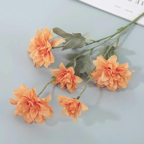 KRVDGR 5 Köpfe Seide Kunstblumen Chrysanthemen Party Home Decor DIY Blumenarrangements Foto Requisiten-orange