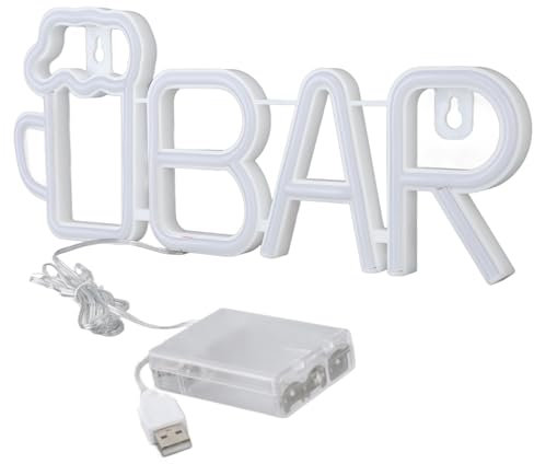 ZJchao Neon-Barschild, LED-Bierbeleuchtung, Heimdekoration, USB-betriebene Raumdekoration für Wand oder Tisch, Tolle Hochzeit, Valentinstag und Mehr (Rote BAR)