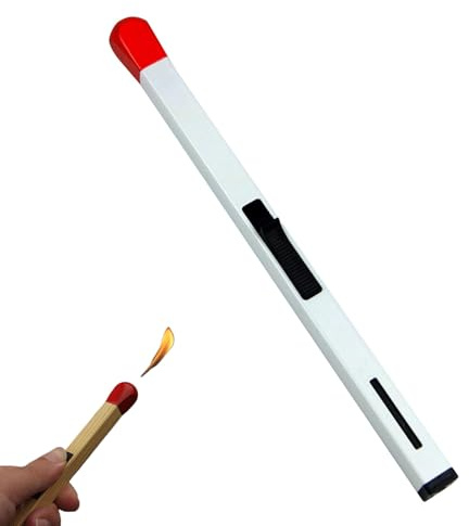 Match Stick Lighter, Groß Streichholz Feuerzeug, Gas Nachfüllbar Winddicht Stabfeuerzeug, Match Shaped Butanfeuerzeug, Jetflamme Feuerzeug für Küche BBQ Camping Grill (1, Weiß(Leuchtend))
