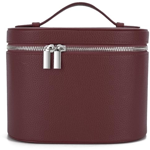 YFGBCX Sminkväska Vanityfodral med avtagbar skiljevägg Reservrese Toalettpåse Bärbar kosmetisk väska Sminkorganisatörsfodral, Vinröd, 7.87x5.91x5.51 inches