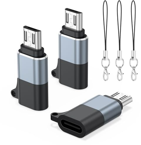 Oumida 【3 Stück】 Adapter USB C auf Micro USB, USB C Buchse auf Micro USB Stecker Micro auf Typ C Adapter Kompatibel mit Samsung J6/J5/J4/J3/S7/S7 Edge/S6,Huawei Y7/Y6/P Smart/P8 Lite (Grau)