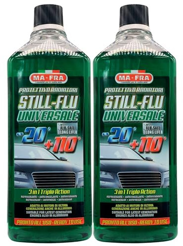 FEI FAN 2X Liquido Protettivo Radiatori Still-Flu Universale Verde. 3In1 Tripla Azione: Refrigerante, Anticongelante e Antiossidante. Adatto Ai Motori di Ultima Generazione Anche in Alluminio 1000ml