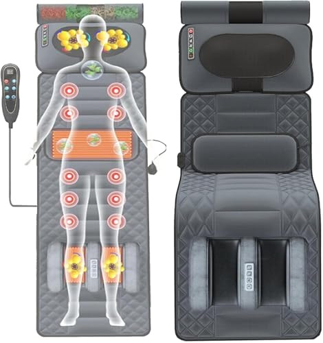 Colchoneta De Masaje De Cuerpo Completo con Almohadilla De Colchón De Masaje Vibratorio Heat 20 Cabezas, Colchoneta De Masaje Calentada para Aliviar El Dolor De Espalda Lumbar En Las Pierna