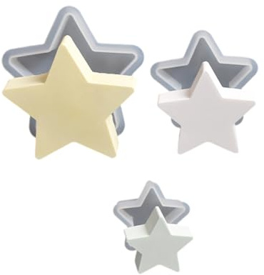 Lot de 3 étoiles en silicone robuste pour support de Noël et castes de plâtre avec formes artisanales