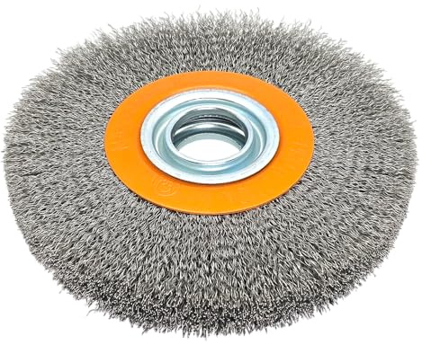HERO Edelstahl Rundbürste 175 mm INOX – Scheibenbürste für Schleifbock, Drahtbürste aus Edelstahl für Metallbearbeitung & Rostentfernung