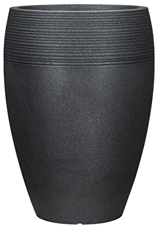 Scheurich Lineo High, högkärl av plast, svart granit, 39,2 cm diameter, 54 cm hög, 15 l volym