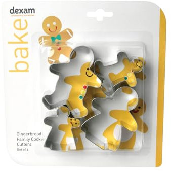 Dexam Gingerbread family cookie cutter set of 4, Silver