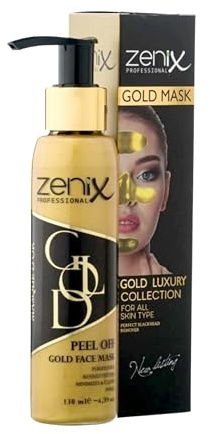 Zenix Gold Face Mask Peel - Goldene Peeling Maske gegen Pickel, Mitesser und Unreinheiten mit Reinigungsmittel und Anti-Aging-Wirkung für Gesichtspflege