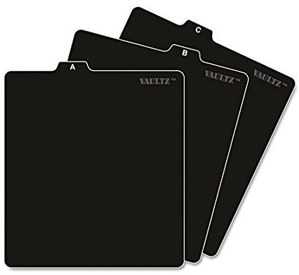 Vaultz A to Z CD and DVD Storage File Guides, 26 Guides per Box, Black (VZ01176) 2-Pack